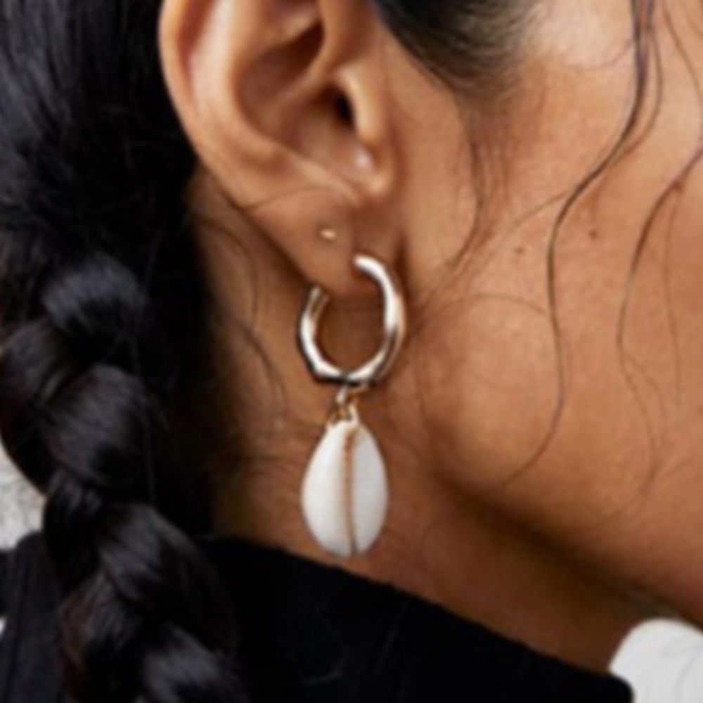 SOLD Puka shell hoop earrings